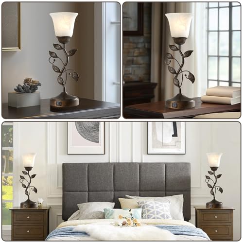 Set of 2 Touch Farmhouse Bedroom Table Lamps 2 USB C+A - color: 2 Pack - Brass