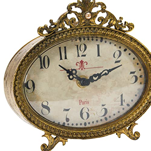Creative Co-Op Distressed Pewter Mantel Clock, Gold Finish - color: Gold