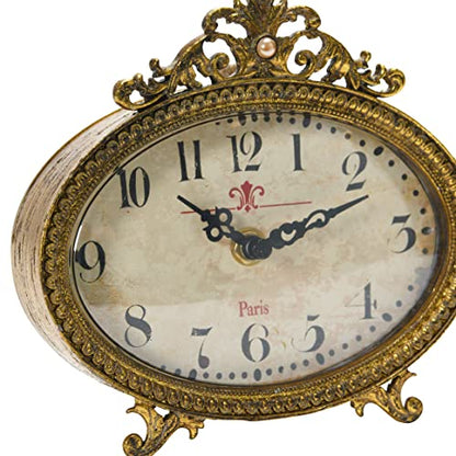Creative Co-Op Distressed Pewter Mantel Clock, Gold Finish - color: Gold