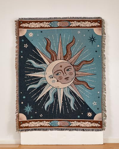 Erke Chair Recliner Cover Boho Throw Blanket Hippie Room Decor Wall Hanging Tapestry Outdoor Picnic Camping Rug Mattress Beach Towel Sofa Furniture Slipcover Bohemian 50”x70” The Sun and Moon Stars - color: The Sun and Moon