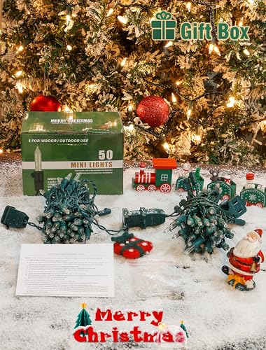 Hopolon Clear Christmas Lights Set 2 Pack 50 Count Green Wire Mini Lights - color: Clear,Green Wire, size: 2PACK, 50 count