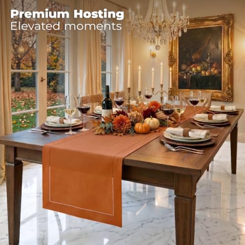 Signature Linen™ by D'Moksha, 100% Pure Linen Rust Table Runner 14 x 72 in - color: Rust, size: 14 X 72 Inch