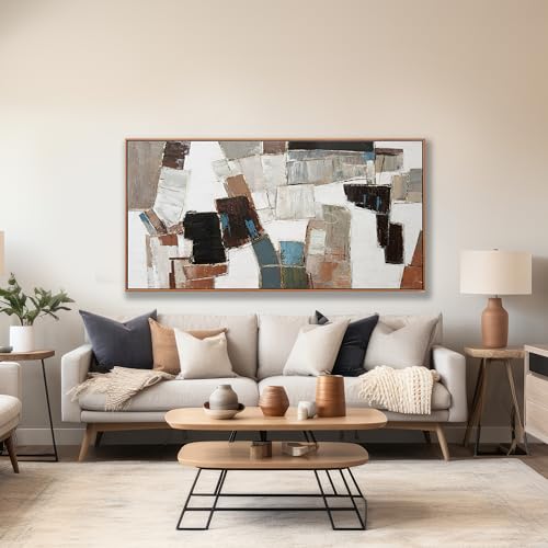 Abstract Wall Art Canvas Minimalist Geometric Line Art Painting Modern Artwork Wall Decor Modern Minimalism Artwork For Living Room Bedroom Dining Room Office 24x48 Inch Framed - color: Brown, size: 48"L x 24"W