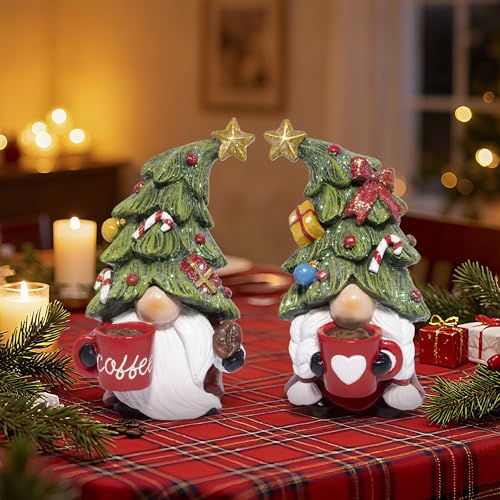 Hodao Christmas Gnomes Figurines Decoration, Holiday Tabletop Centerpiece - color: Red-green(2pcs)
