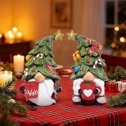 Hodao Christmas Gnomes Figurines Decoration, Holiday Tabletop Centerpiece - color: Red-green(2pcs)