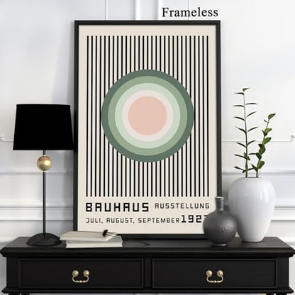 Vlolvfe Mid Century Modern Wall Art Green Geometric Painting Abstract Boho Art Prints Bauhaus Abstract Geometric Wall Art Minimalist Poster Green Bauhaus Exhibition Poster 16x24in No Frame - color: Green Bauhaus