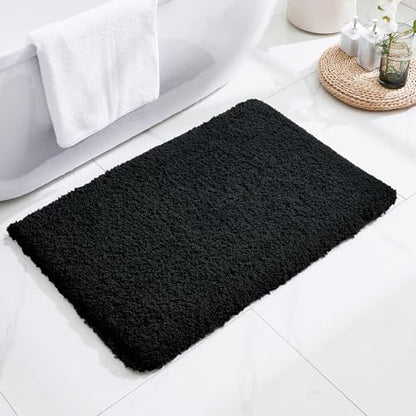 Disolla Black Bathroom Rugs 17x24, Non-Slip Plush Small Bath Mat - color: Black, size: 1'5" x 2' (17''x24'' Mini Bathroom Rug)