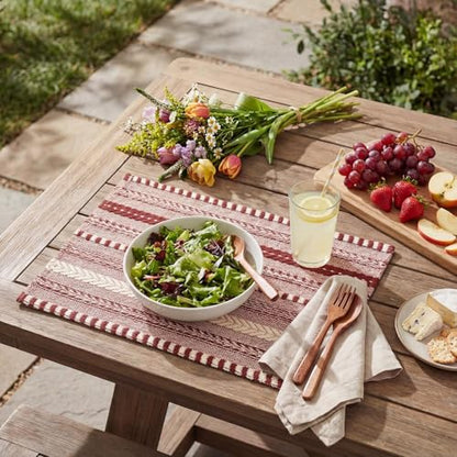 Artoid Mode Red Woven Braided Stripe Placemats Set of 6-12x18 Inch - color: Red, size: 12" x 18", 6 Pcs