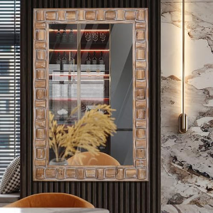36x24 Inch Rustic Rectangle Wall Mirror - color: C - Rectangle - 36x24 in