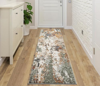Keen Home Design Abstract Non-Shedding Runner Rug, Soft Thick Pile, 2x10 - color: Skies Green, size: 2'8" x 9'11" (Runner)