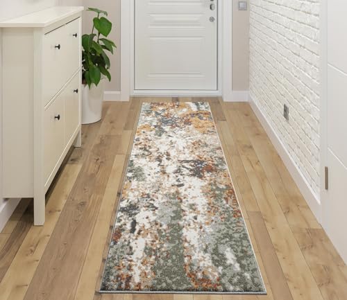Keen Home Design Abstract Non-Shedding Runner Rug, Soft Thick Pile, 2x10 - color: Skies Green, size: 2'8" x 9'11" (Runner)