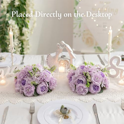 Flower Centerpieces for Wedding Tables: Light Purple, Set of 2 - color: Light Purple, size: 2 PCS
