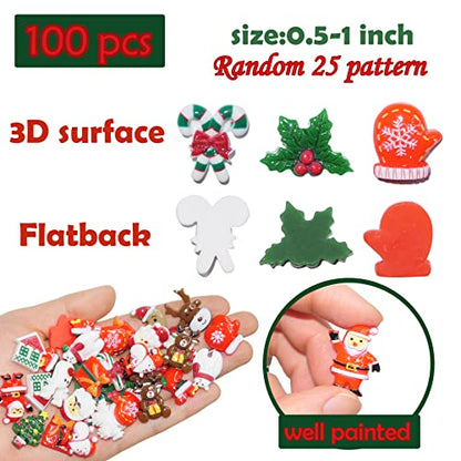 HADDIY Christmas Resin Charms for Crafts,100pcs Flatback Slime Beads Decor