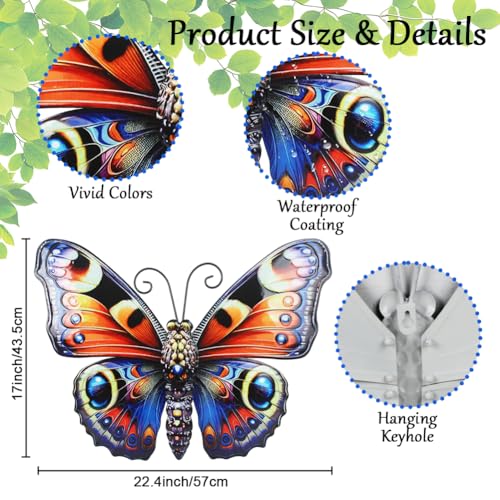 VEWOGARDEN Butterfly Wall Decor Large Outdoor Metal Wall Art - style: Butterfly