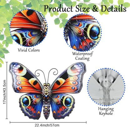 VEWOGARDEN Butterfly Wall Decor Large Outdoor Metal Wall Art - style: Butterfly