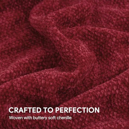 RECYCO Chenille Christmas Throw Blanket for Couch, 50"x60", Christmas Red - color: Red, size: 50'' X 60''