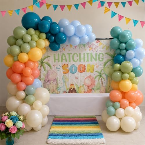 Boho Rainbow Balloons 60 Pcs 12 Inch Retro Blue Orange Yellow Green Balloon - color: Retro Blue Orange Yellow Green