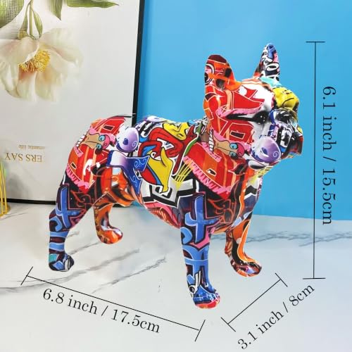 French Bulldog Statue Sculpture Modern Graffiti Dog Home Decor Figurine - color: C1
