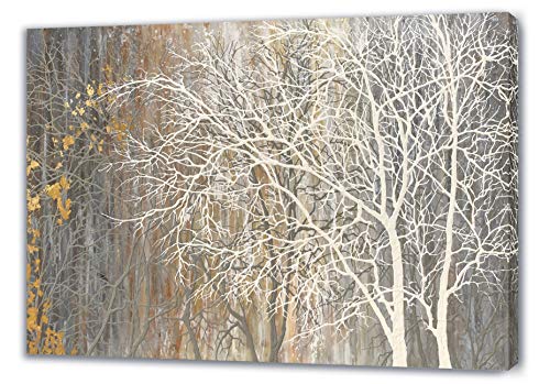 Yihui Arts White Birch Trees Painting 3D Canvas Art On Canvas Abstract Artwork Art Wood Inside Framed Hanging Wall Decoration Abstract Painting One Panel for Home Modern Decor - color: Brown Tree, size: 48"L x 36"W