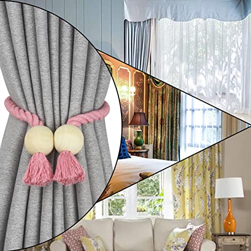 Magnetic Curtain Tiebacks Decorative Tie Back Drapes Holdbacks Nieffeiy - color: Pink