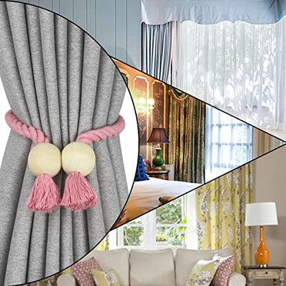 Magnetic Curtain Tiebacks Decorative Tie Back Drapes Holdbacks Nieffeiy - color: Pink