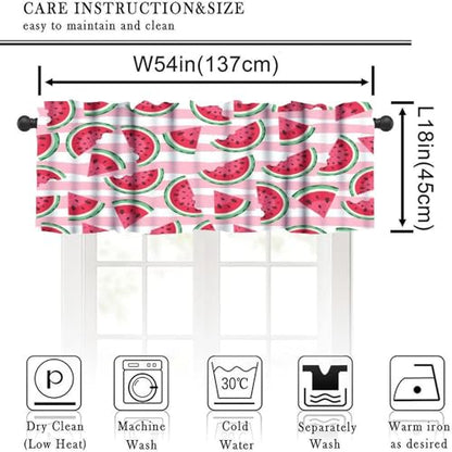 Watermelon Valance Curtains, Pink Summer Fruit Seasonal Rustic Farmhouse Window Curtain Valances for Kitchen Dinning Room Living Room Bedroom 1 Panel, 54x18 Inch - color: Fruit-16, size: 53"W x 18"L (Pack of 1)