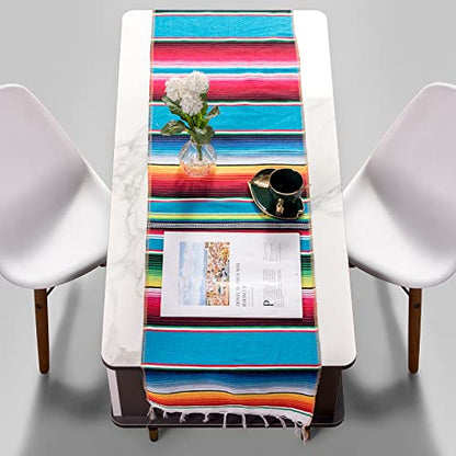 Mexican Table Runner 8 Pack, 14 x 84 in Serape Fiesta Party Decor - style: Mexican Table Runner 8Pack