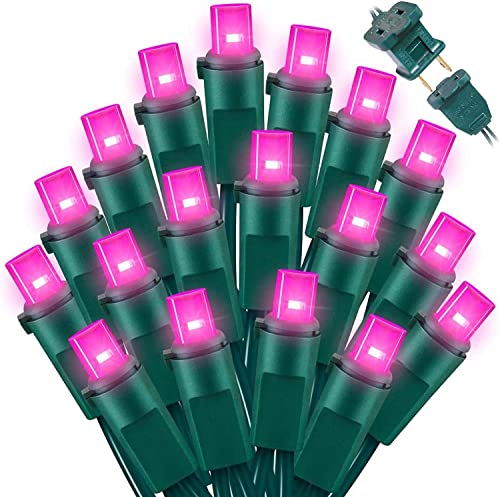 LAMPHOME 100 LED Pink Valentine Lights, 21.6ft Valentine Room Lights Green Wire, connectable Plug in Pink Christmas String Light Indoor Outdoor for Bedroom Valentines Day Party Galentine's Day Deco - color: Pink, size: 100 Count