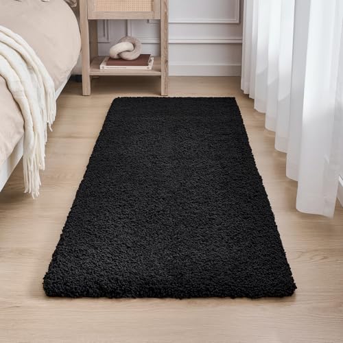 Disolla Black Bathroom Runner Rug 24x70, Plush Extra Large Bath Mat - color: Black, size: 2' x 5'10" (24''x70'' Bathroom Rug)