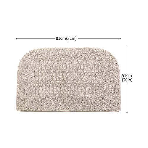 COSY HOMEER 32x20 Half Round Kitchen Rug,Non Slip Washable Mat,Beige 1PC - color: Beige, size: 1'8" x 2'8" (Semicircular)