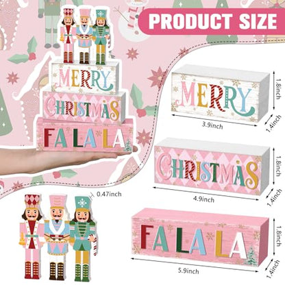 Yousoontic 4 Pcs Christmas Pastel Nutcracker Rustic Farmhouse Decor - style: Nutcracker
