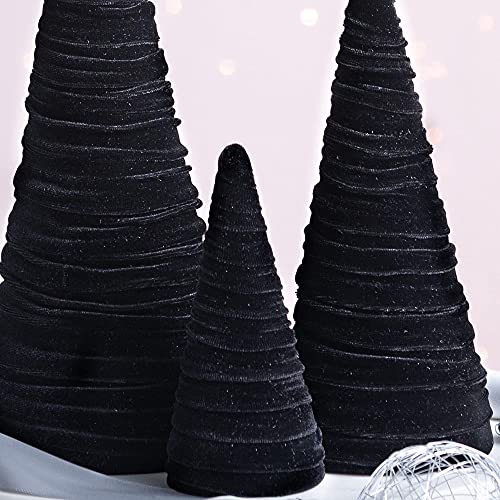 Your Heart's Content Black Velvet Trees Set of 3 (Black) - color: Black