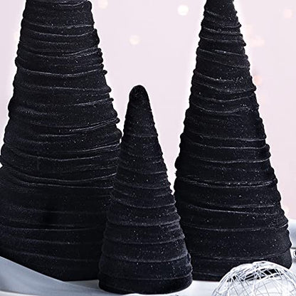Your Heart's Content Black Velvet Trees Set of 3 (Black) - color: Black