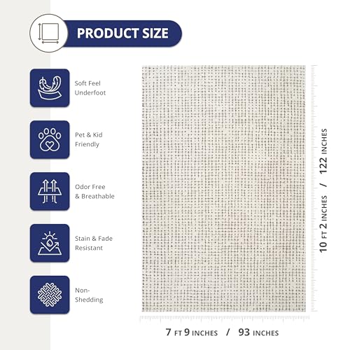 Abani Cream/Brown Area Rug – 8' x 10' – Oliver Collection – Crosshatch Pattern – Non-Shedding, Easy to Clean – Durable for Living Room, Bedroom, or Office, Pet & Child Friendly - color: Cream/Brown, size: 8' x 10' (Rectangular)