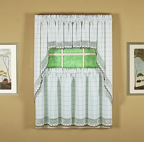 Today's Curtain Adirondack 2-Tone Crochet Swag 38", White/Gray, 60W x 38L - color: White/ Gray, size: 60"W x 38"L (Pack of 1)