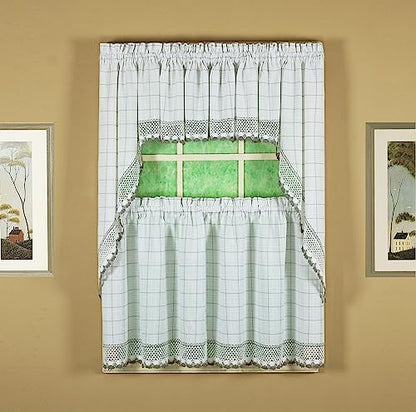 Today's Curtain Adirondack 2-Tone Crochet Swag 38", White/Gray, 60W x 38L - color: White/ Gray, size: 60"W x 38"L (Pack of 1)
