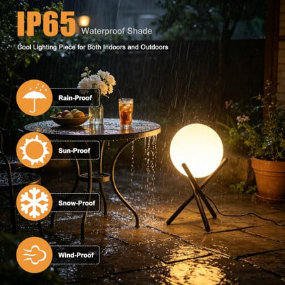 Lightdot 13.8-in Outdoor Globe Floor Lamp, 3000K Warm White LED Ball Lamp - color: 13.8''Warm White
