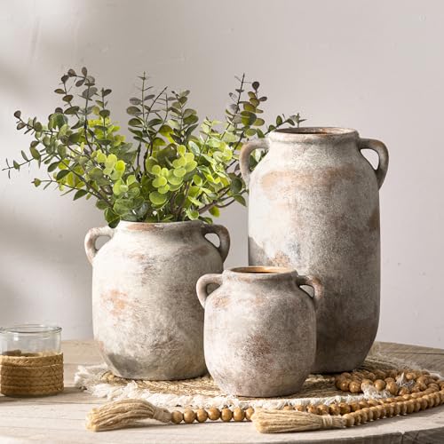 Vanselia Ceramic Flower Vase Home Table Decor Living Room Farmhouse 7.6 in - color: 7.6" Retro