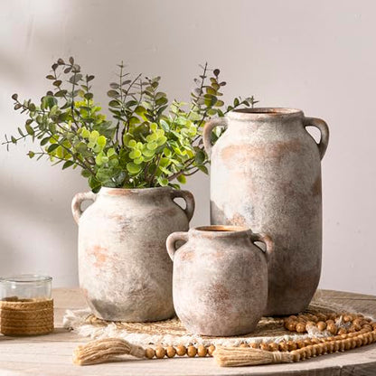 Vanselia Ceramic Flower Vase Home Table Decor Living Room Farmhouse 7.6 in - color: 7.6" Retro