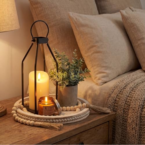 Novabright 6 Pcs Farmhouse Lantern Decor Set Candle Lanterns Simple Lines - style: Simple Lines