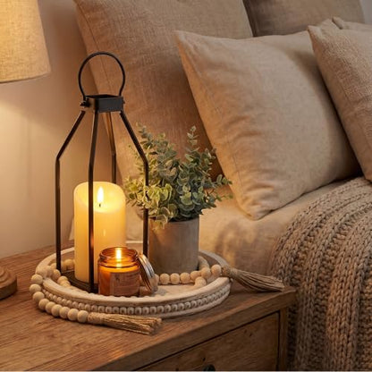 Novabright 6 Pcs Farmhouse Lantern Decor Set Candle Lanterns Simple Lines - style: Simple Lines