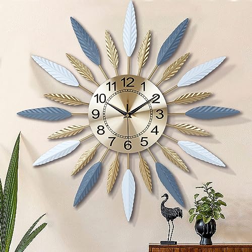 Lafocuse 23 Inch Metal Mid Century Modern Wall Clock for Living Room Decor