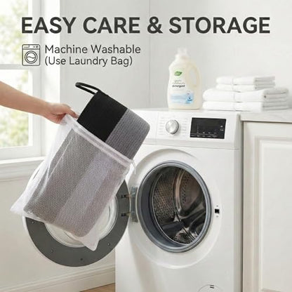 JMvicyroam 65L Extra Large Machine Washable Cotton Rope Blanket Basket - color: Black&Grey, size: 65L