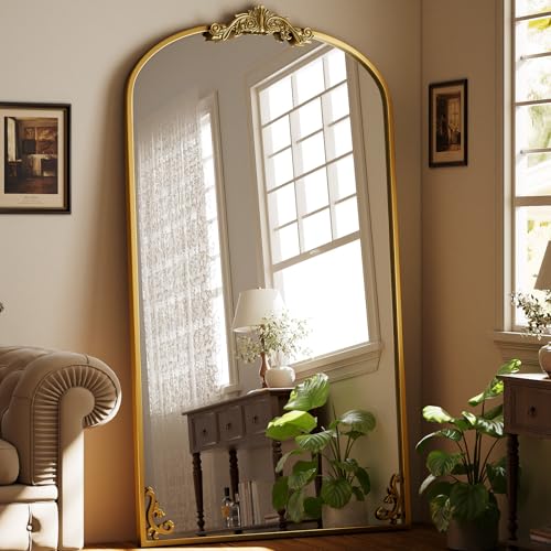 Easly 44"X72" Gold Full Length Mirror, Vintage Floor Mirror for Home Decor - color: Gold, size: 72"L x 44"W