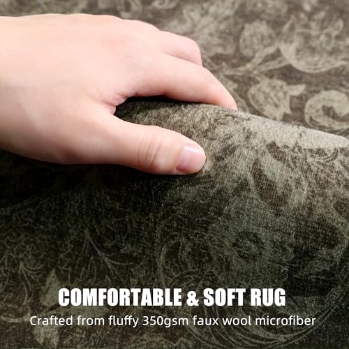 Deerly Floral Hallway Runner Rug 2x6, Washable Kitchen Rug Non Slip, Coffee - color: Coffee, size: 2'x6'