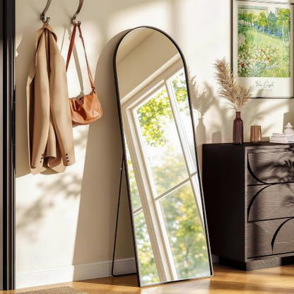 65" x 22" Arched Full Body Mirror with Stand（Black） - color: Black, size: 65"L x 22"W