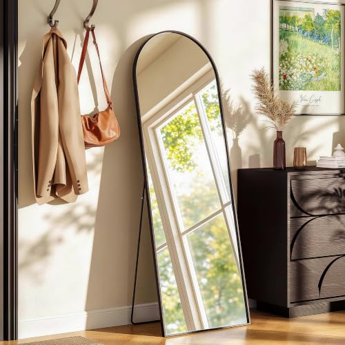 65" x 22" Arched Full Body Mirror with Stand（Black） - color: Black, size: 65"L x 22"W