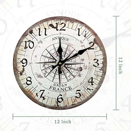 Bdor Nautical Wooden Wall Clock for Living Room, Kitchen, Home, Bedroom