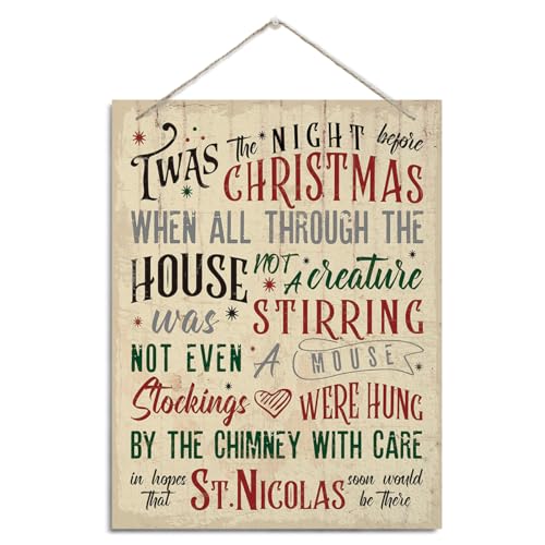 Christmas Wood Sign, Farmhouse Christmas Decor, Rustic Hanging Wood Plaque Sign, Home Decor for Xmas Holiday,Xmas Themed Wall Decoration - color: Style 01