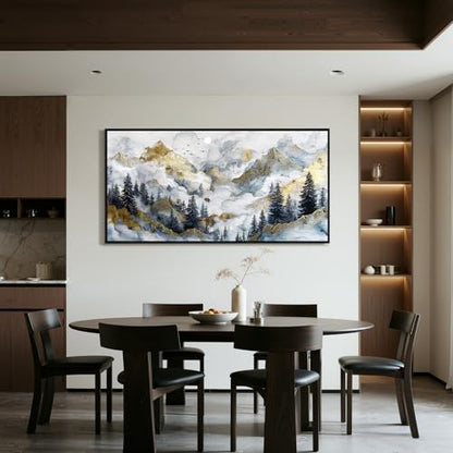 crmotu Nature Oversized Wall Art, Misty Mountain Landscape Pictures 29"x57" - color: Gold Mountain, size: 57"L x 29"W